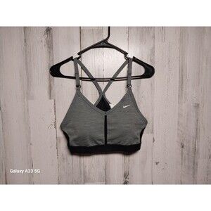 Nike Sports Bra Womens Gray Dri Fit Triangle Padded Adjustable Straps Size Large